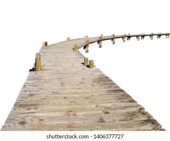 Wooden footpath bridge from old logs on stilts isolated on white background - Powered by Shutterstock