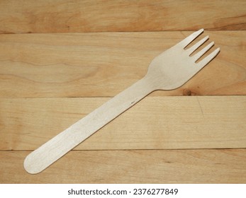 Wooden fork recyclable eco-friendly isolated close-up