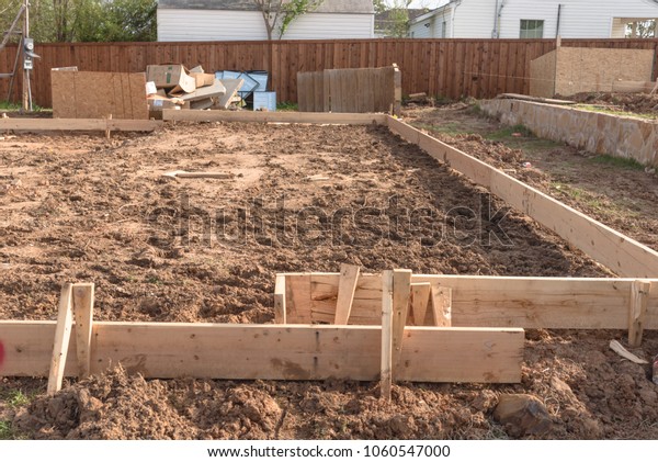 Wooden Formwork Concrete Strip Foundation Near Stock Photo Edit