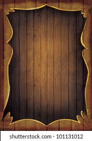 Wooden frame illustration. Artistic Hand painted wooden coutry western frame with copyspace.