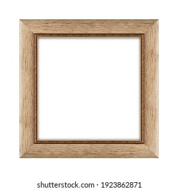 Wooden Frame For Picture Or Photo, Frame For A Mirror Isolated On White Background. With Clipping Path