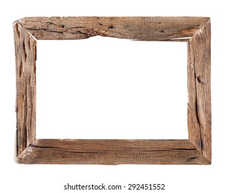 Wooden Frame. Rustic Wood Frame Isolated On The White Background