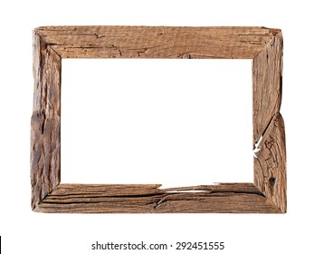 Wooden Frame. Rustic Wood Frame Isolated On The White Background