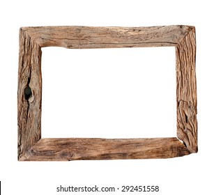 Wooden Frame. Rustic Wood Frame Isolated On The White Background 