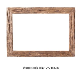 Wooden Frame. Rustic Wood Frame Isolated On The White Background 