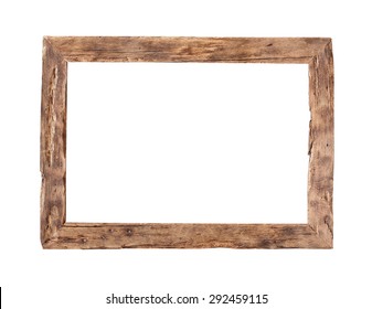 Wooden Frame. Rustic Wood Frame Isolated On The White Background 