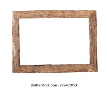 Wooden Frame. Rustic Wood Frame Isolated On The White Background 