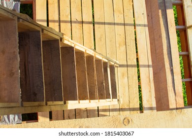 Wooden frame under construction and stairs - Shutterstock ID 1815403067