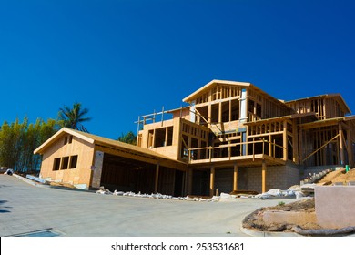 Wooden Framing For Construction Of A New Home