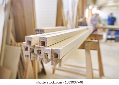Wooden furniture detail, background carpentry woodworking woodshop.