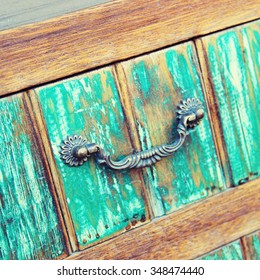 Wooden Furniture Shabby Chic Style. Shallow Depth Of Field