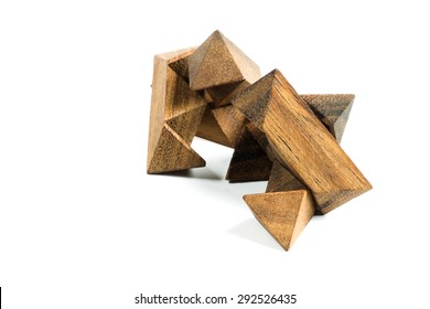 wooden game block on white background