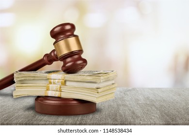 Wooden Gavel With Money