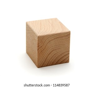 wooden geometric shapes cube  isolated on a white background