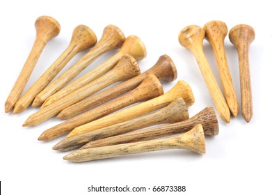 Wooden Golf Tee On White Background