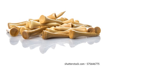 Wooden Golf Tee Over White Background