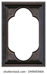 Wooden gothic frame for paintings, mirrors or photo isolated on white background. Design element with clipping path - Shutterstock ID 1949693404