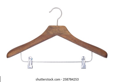 It Is Wooden Hanger Isolated On White.