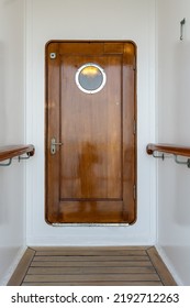 Wooden Hatch On An Historic Boat