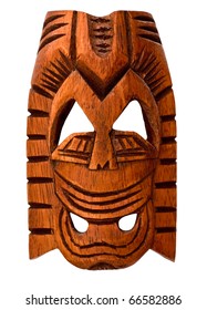 Wooden Hawaiian Mask Of Love Isolated