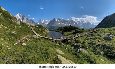 Wooden Hiking Path On Route To Lac Blanc In Chamonix. France