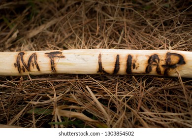 Wooden Hiking Stick With An Imprint Of Mt. Ulap, A Popular Mountain In The Philippines Known To Hikers