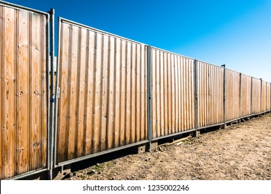 Wooden Hoarding Wall At A Construction Site