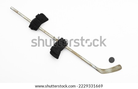 wooden hockey stick isolated on white background
