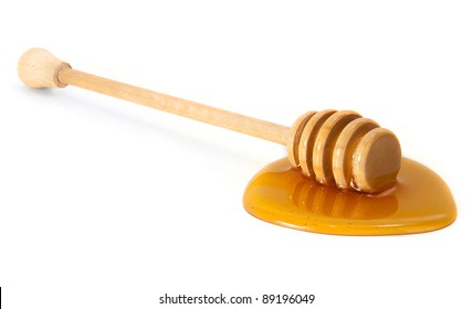 Wooden Honey Dipper With Honey