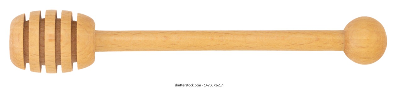 Wooden Honey Stick Isolated On White Background.