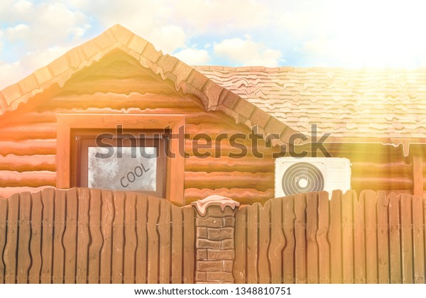 Wooden House Air Conditioning Inside Which Stock Photo Edit Now