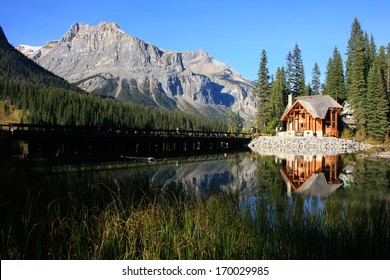 Wooden House At Emerald Lake, Yoho National Park, British Columbia, Canada