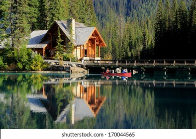 Wooden House At Emerald Lake, Yoho National Park, British Columbia, Canada