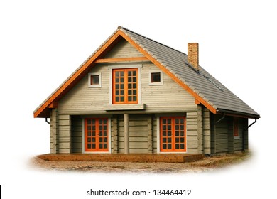 Wooden House Isolated On White