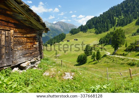 Wooden hut in the alps of Tyrol