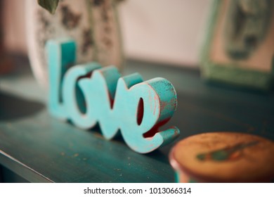 Wooden inscription love