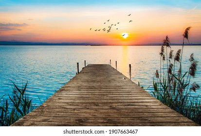 Wooden Jetty On The Lake