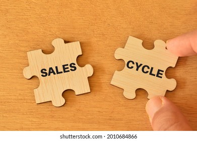 Wooden Jigsaw Puzzle With Text SALES CYCLE.