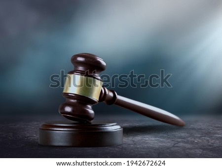 Wooden judge gavel, justice concept