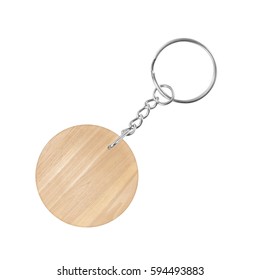  Wooden Key Chain With Rings Isolated On White Background