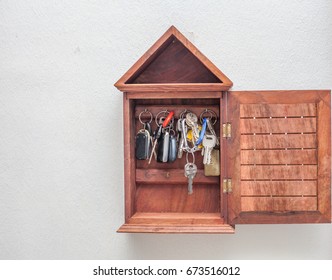 Wooden  Key Holder House  on white wall