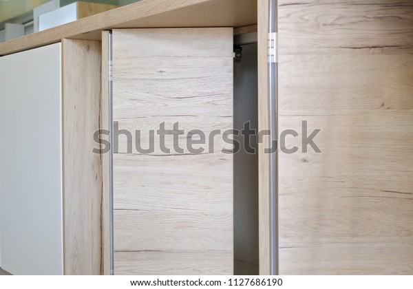 Wooden Kitchen Cabinet Storage Folding Door Stock Photo Edit Now