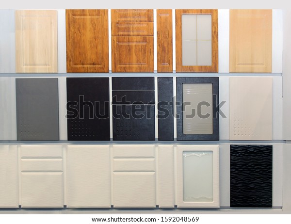 Wooden Kitchen Cabinets Door Samples Interior Stock Photo Edit
