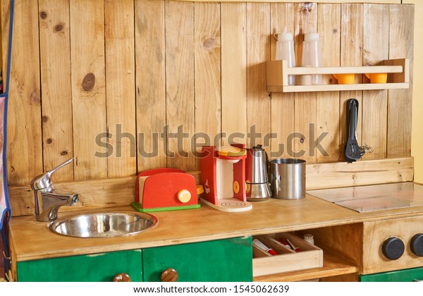 Wooden Kitchen Toy Playset Play Cooking Stock Photo Edit Now 1545062639