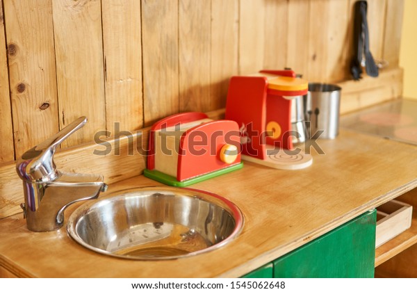 Wooden Kitchen Toy Playset Play Cooking Stock Photo Edit Now 1545062648