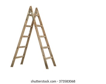 Wooden Ladder On White Background
