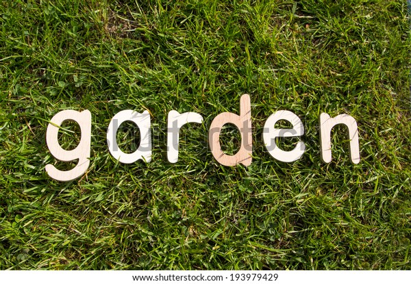 Wooden Letters Garden On Grass Stock Photo Edit Now 193979429