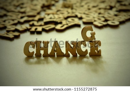 Similar – Small wooden cubes with the word Chance