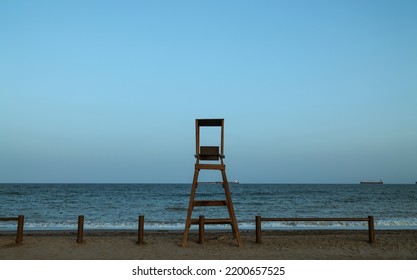 Wooden Lifeguard Stand On Beach