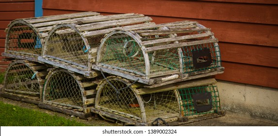 Wooden Lobster Traps In Cape Breton